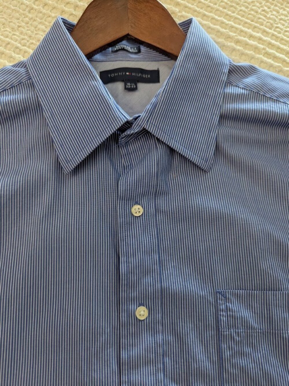 T.H. Striped Cotton Blue Regular Fit Dress Men`s Shirt Power Dressing - Picture 4 of 16
